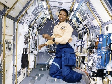 Mae Jemison, the first black woman in space. (1992 NASA)